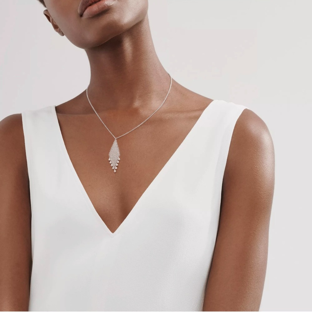tiffany & co else peretti mesh fringe pendant necklace